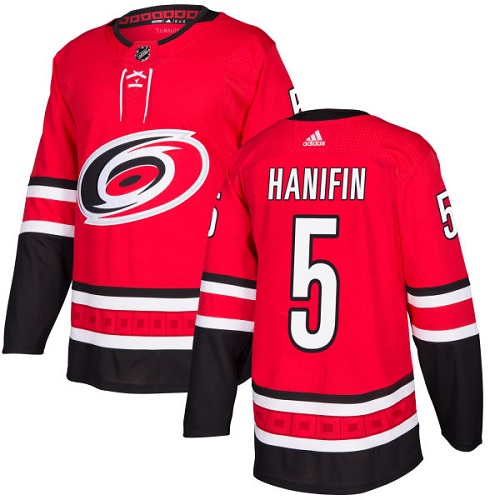 Adidas Men Carolina Hurricanes 5 Noah Hanifin Red Home Authentic Stitched NHL Jersey